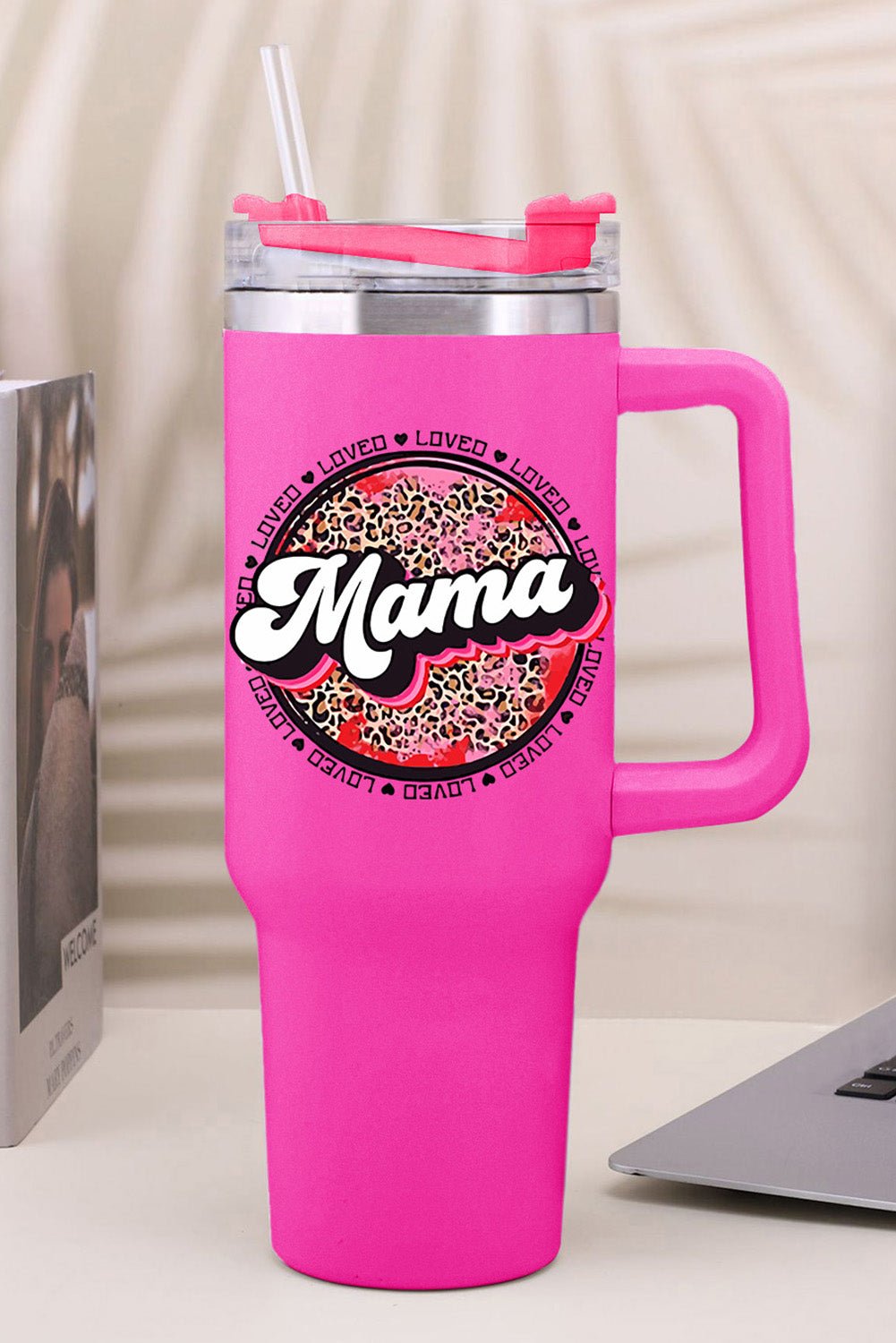 Mama Leopard Print Stainless Steel Insulate Cup with Handle 40oz - Image 11