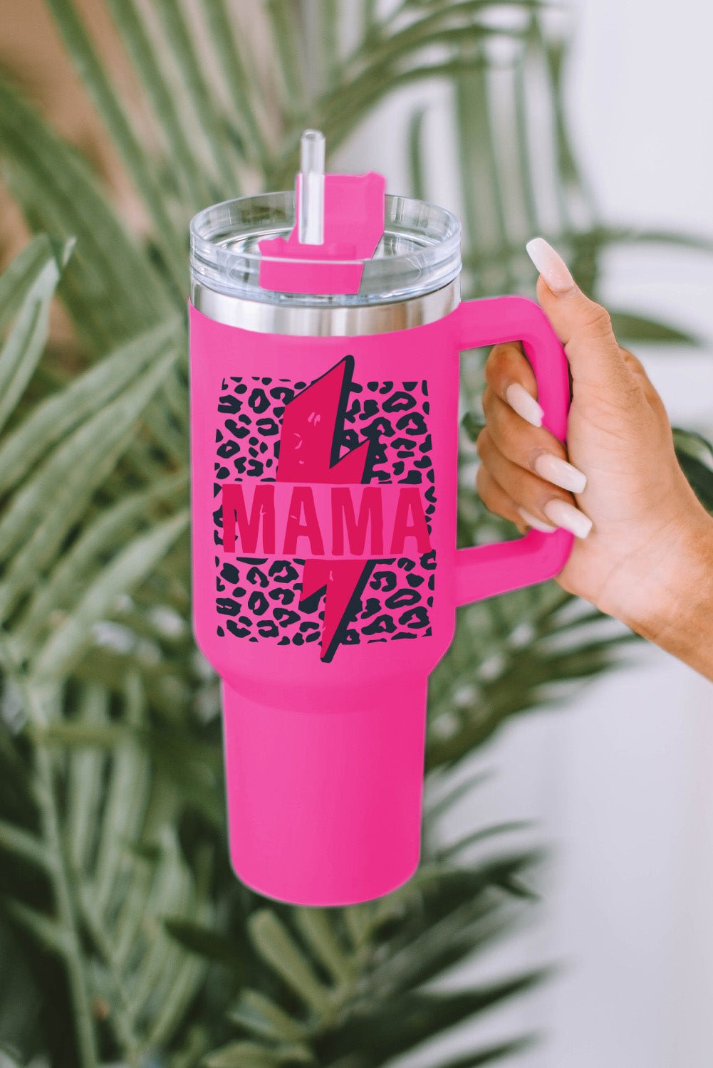 Mama Leopard Print Stainless Steel Insulate Cup with Handle 40oz - Image 14