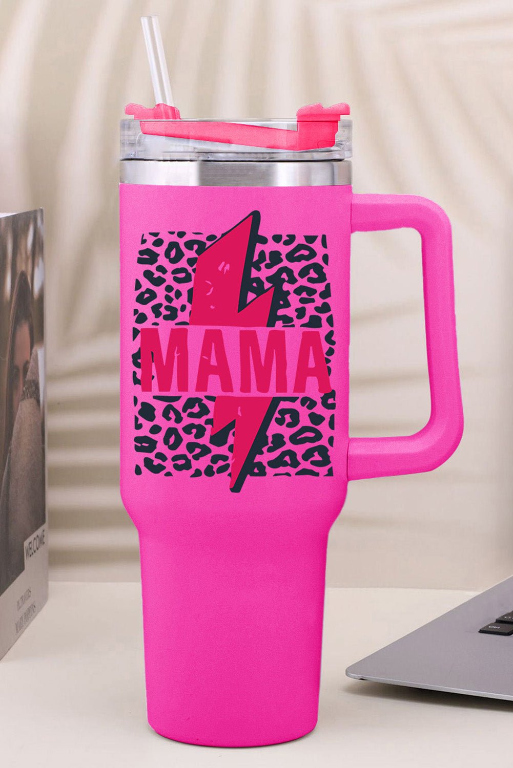 Mama Leopard Print Stainless Steel Insulate Cup with Handle 40oz - Image 16