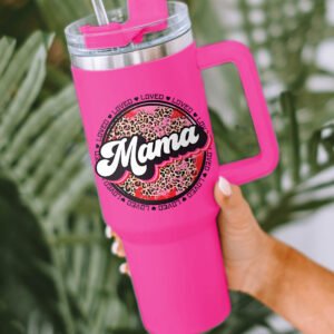 Mama Leopard Print Stainless Steel Insulate Cup with Handle 40oz