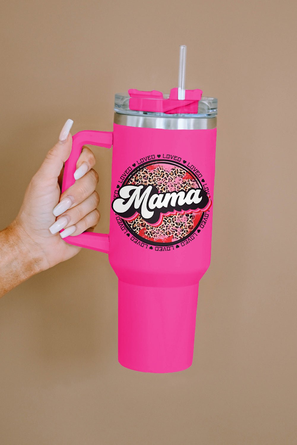 Mama Leopard Print Stainless Steel Insulate Cup with Handle 40oz - Image 8