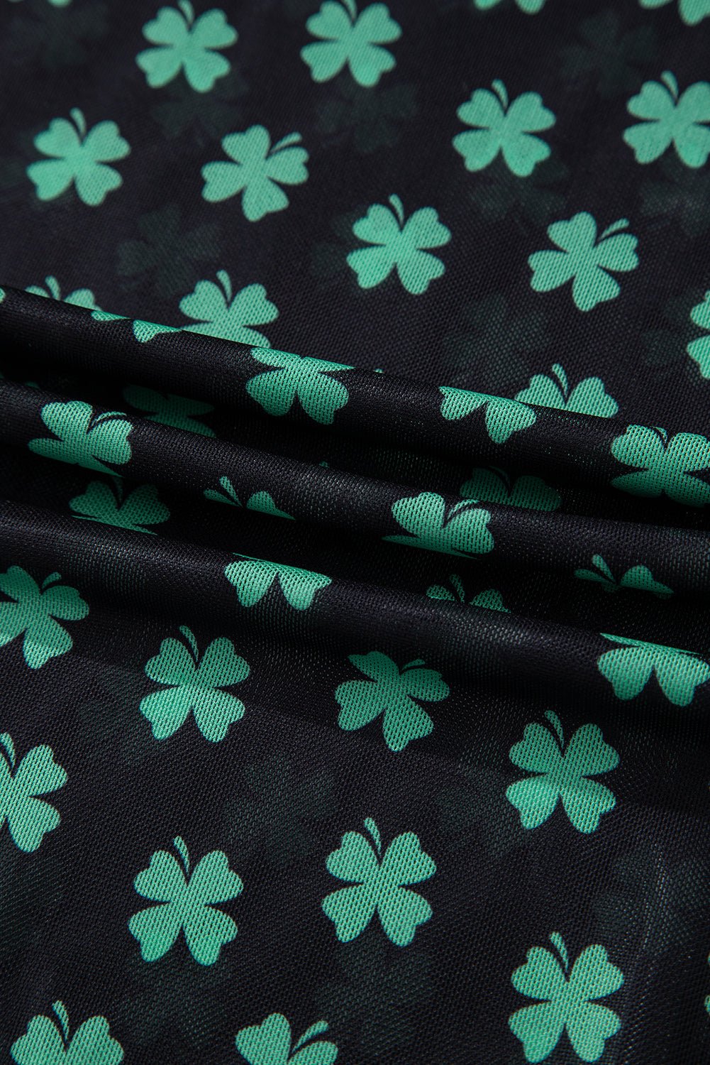 Green St Patrick Shamrock Printed Long Sleeve Mesh Bodysuit - Image 15
