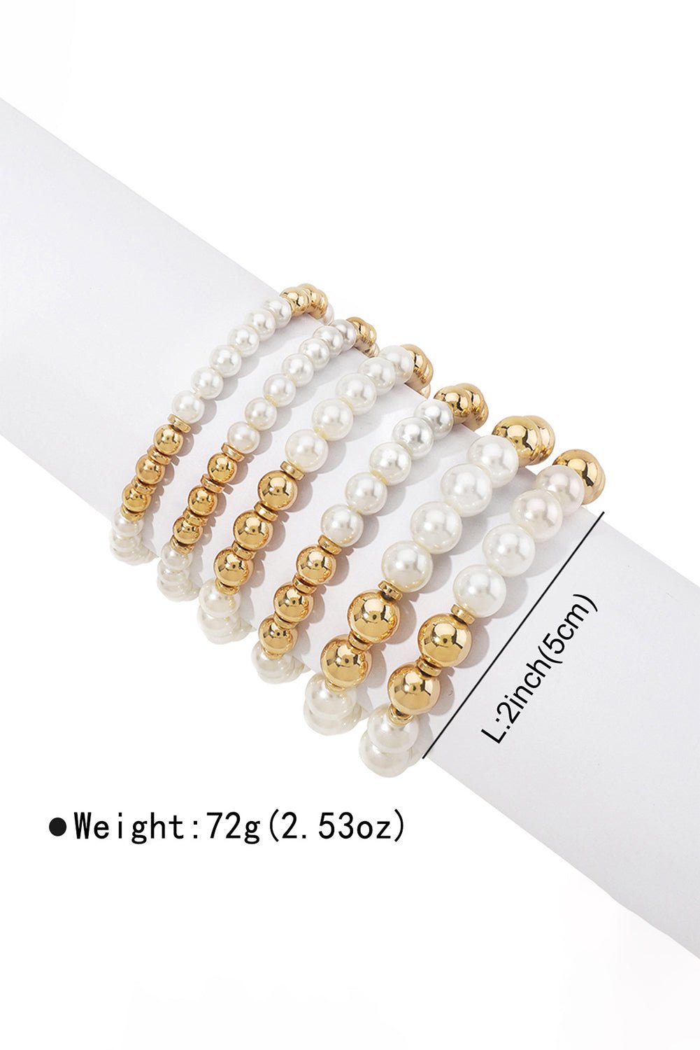 White 5pcs Pearl Beaded Bracelet Set - Image 5