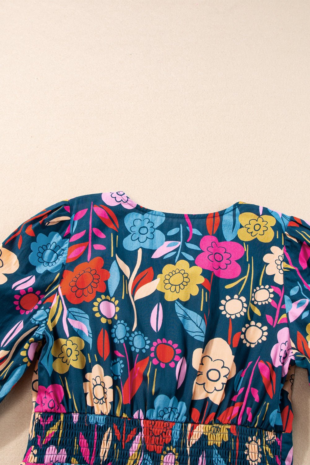 Green Retro Floral Printed Split Neck Maxi Dress - Image 10