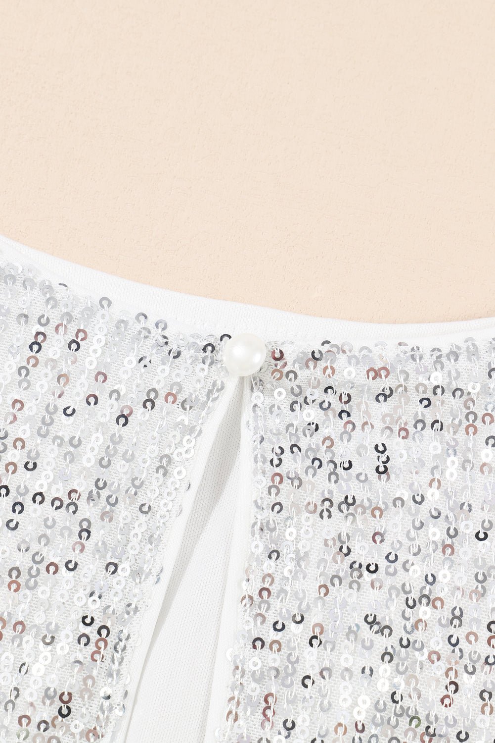 Silvery Sequin Long Sleeve Tie Waist Mini Dress - Image 13