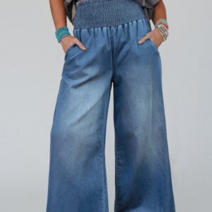 Ashleigh Blue Smocked Waist Wide Leg Jeans