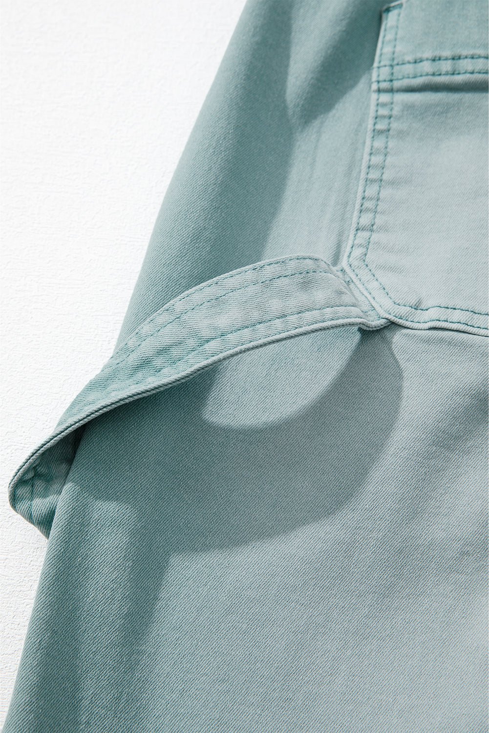 Smoke Green Mineral Wash Drawstring High Waist Wide Leg Jeans - Image 7