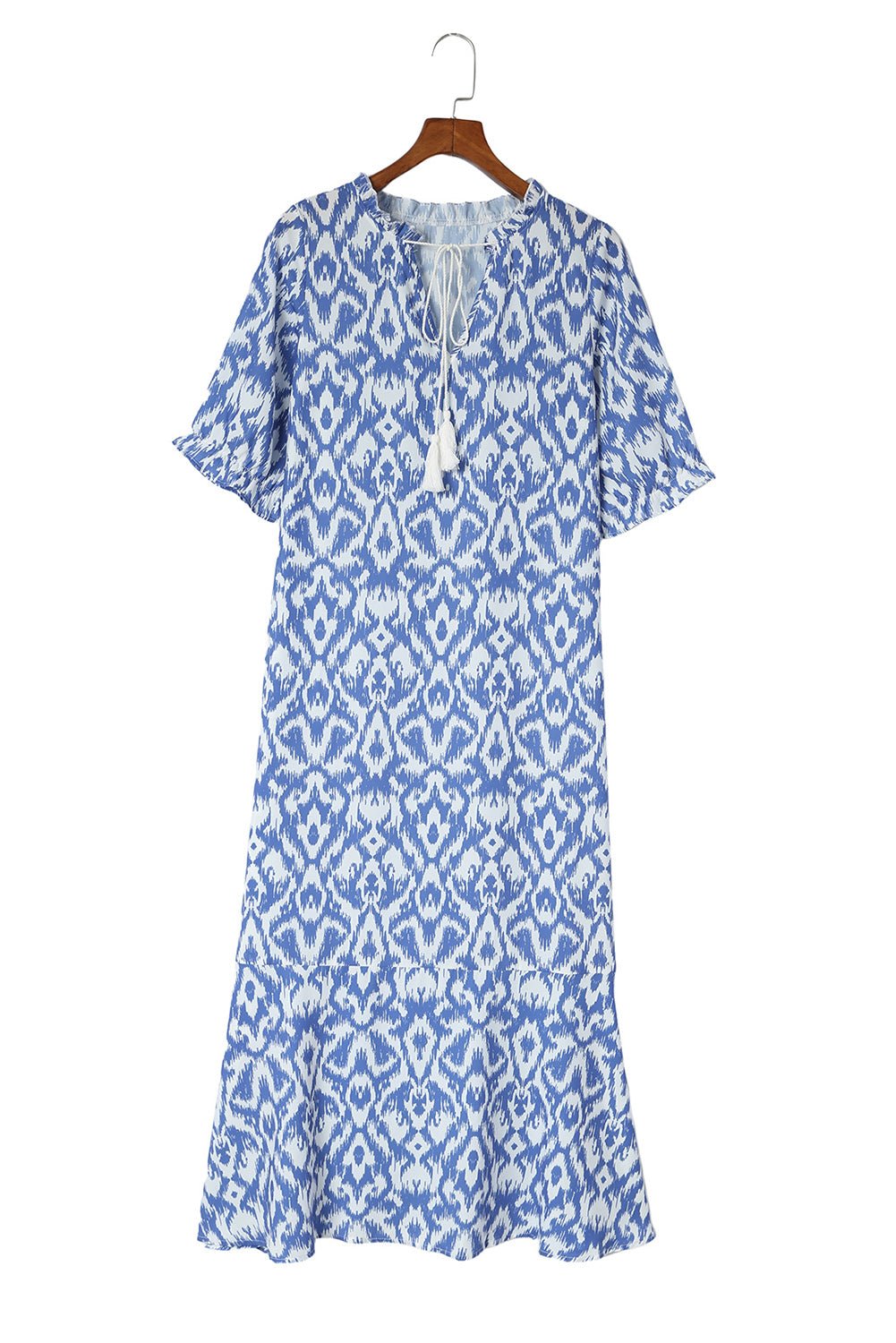 V Neck Casual Geometric Print Maxi Dress - Image 11