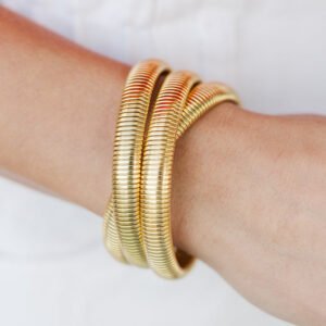 Gold 3 Layers Chunky Alloy Bangle