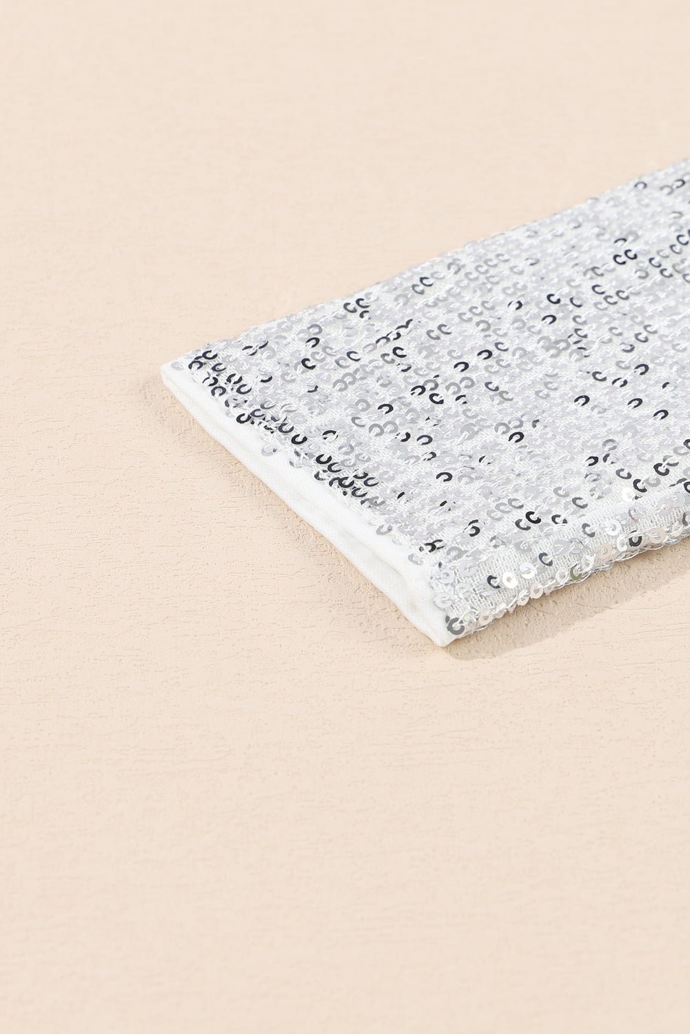 Silvery Sequin Long Sleeve Tie Waist Mini Dress - Image 12