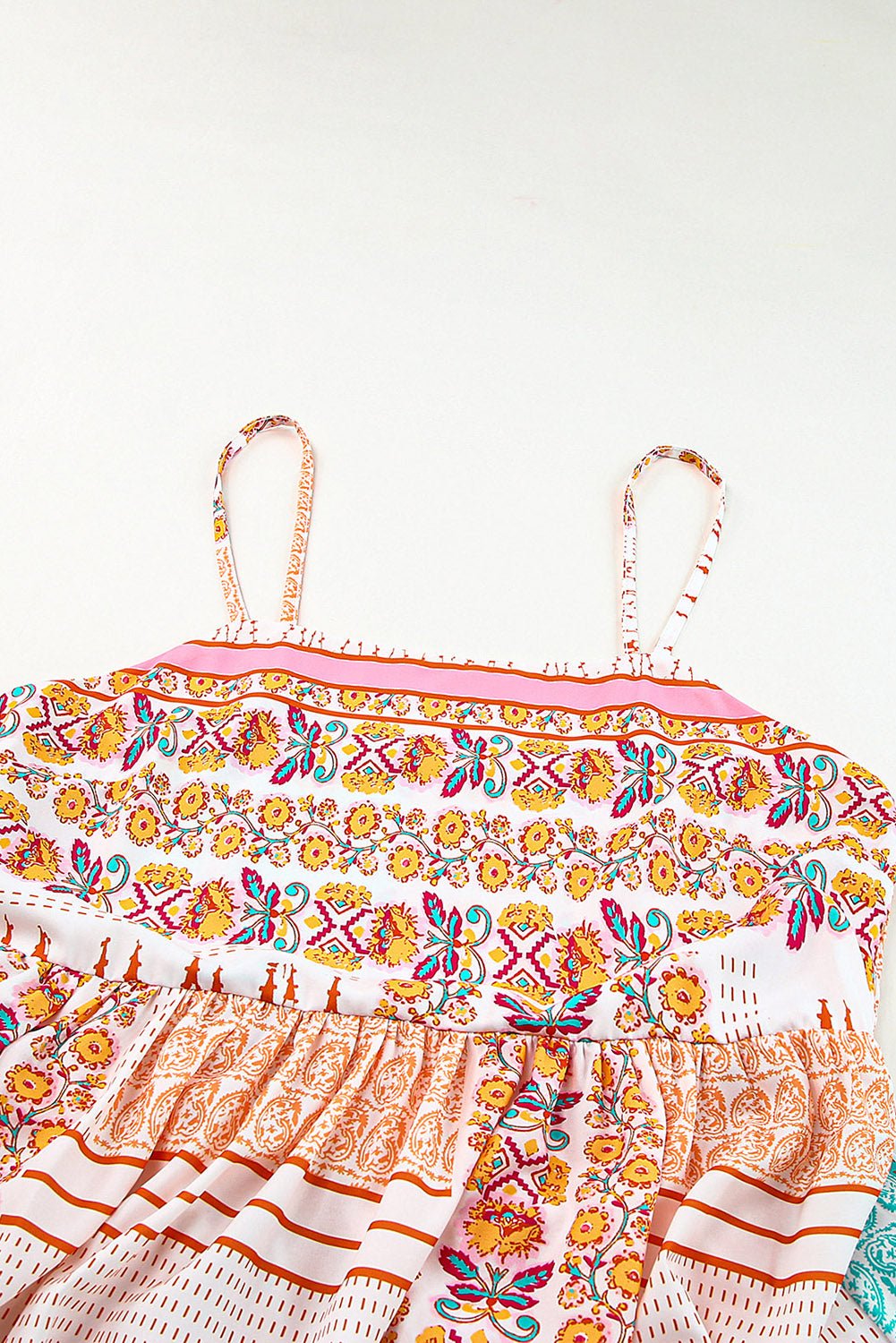 Multicolor Boho Patchwork Print Square Neck Sundress - Image 10