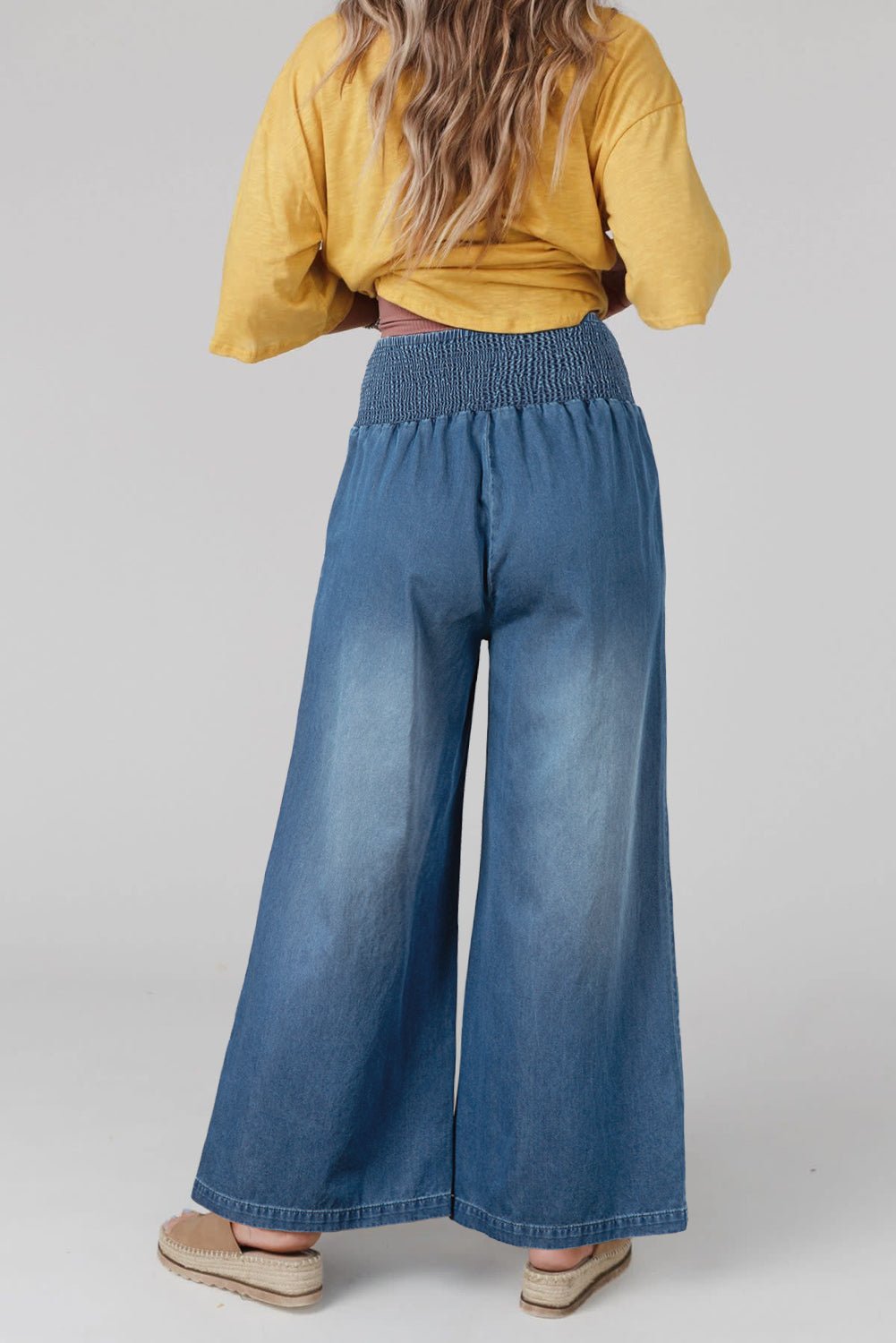 Ashleigh Blue Smocked Waist Wide Leg Jeans - Image 2