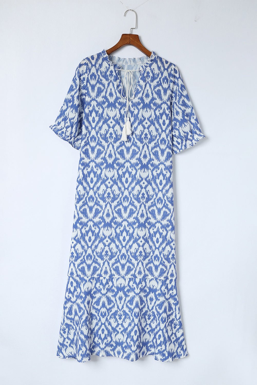 V Neck Casual Geometric Print Maxi Dress - Image 4