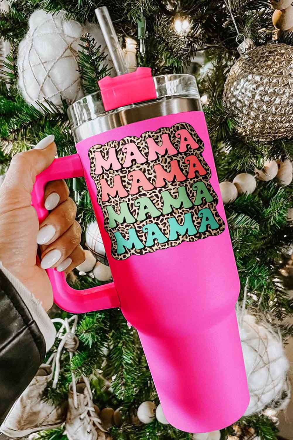 Mama Leopard Print Stainless Steel Insulate Cup with Handle 40oz - Image 28