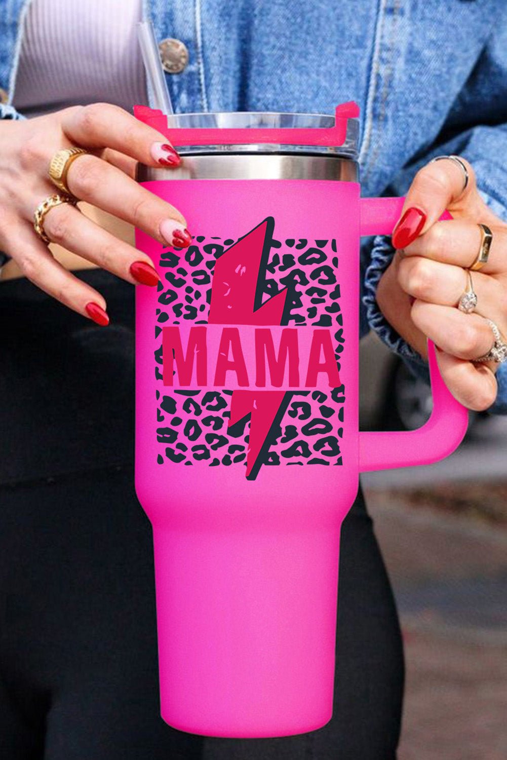 Mama Leopard Print Stainless Steel Insulate Cup with Handle 40oz - Image 17
