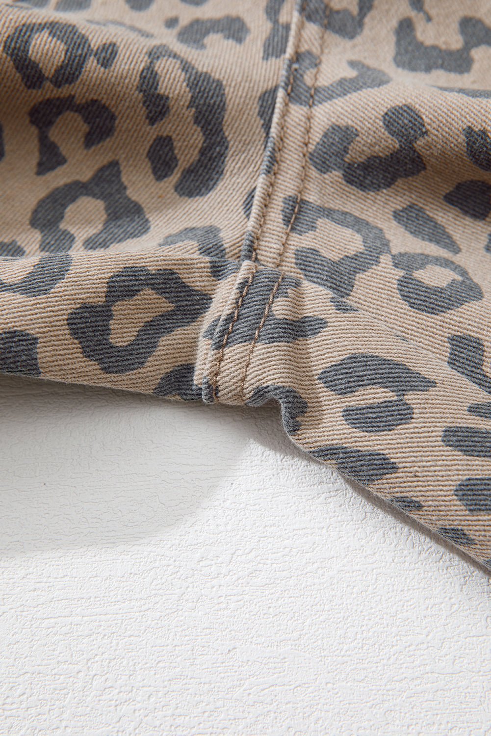 Khaki Leopard Printed Drawstring Waist Pocketed Wide Leg Jeans - Image 11