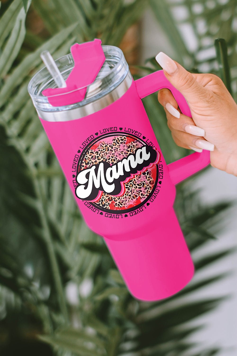 Mama Leopard Print Stainless Steel Insulate Cup with Handle 40oz - Image 4