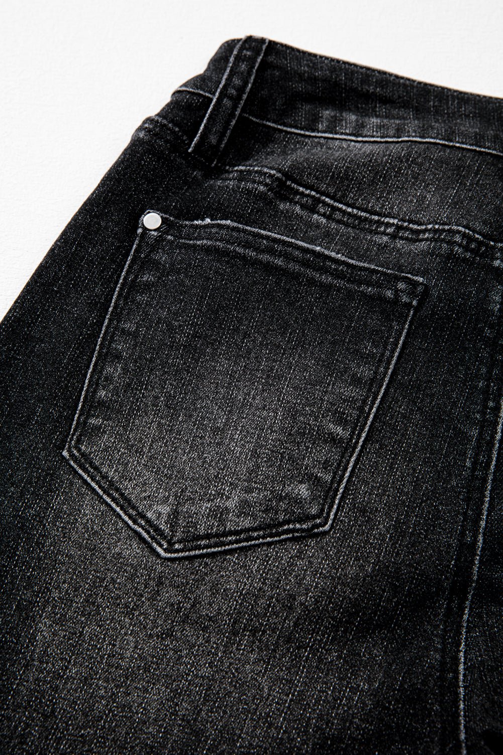 Carbon Grey Mineral Wash Raw Hem High Waist Flared Jeans - Image 11