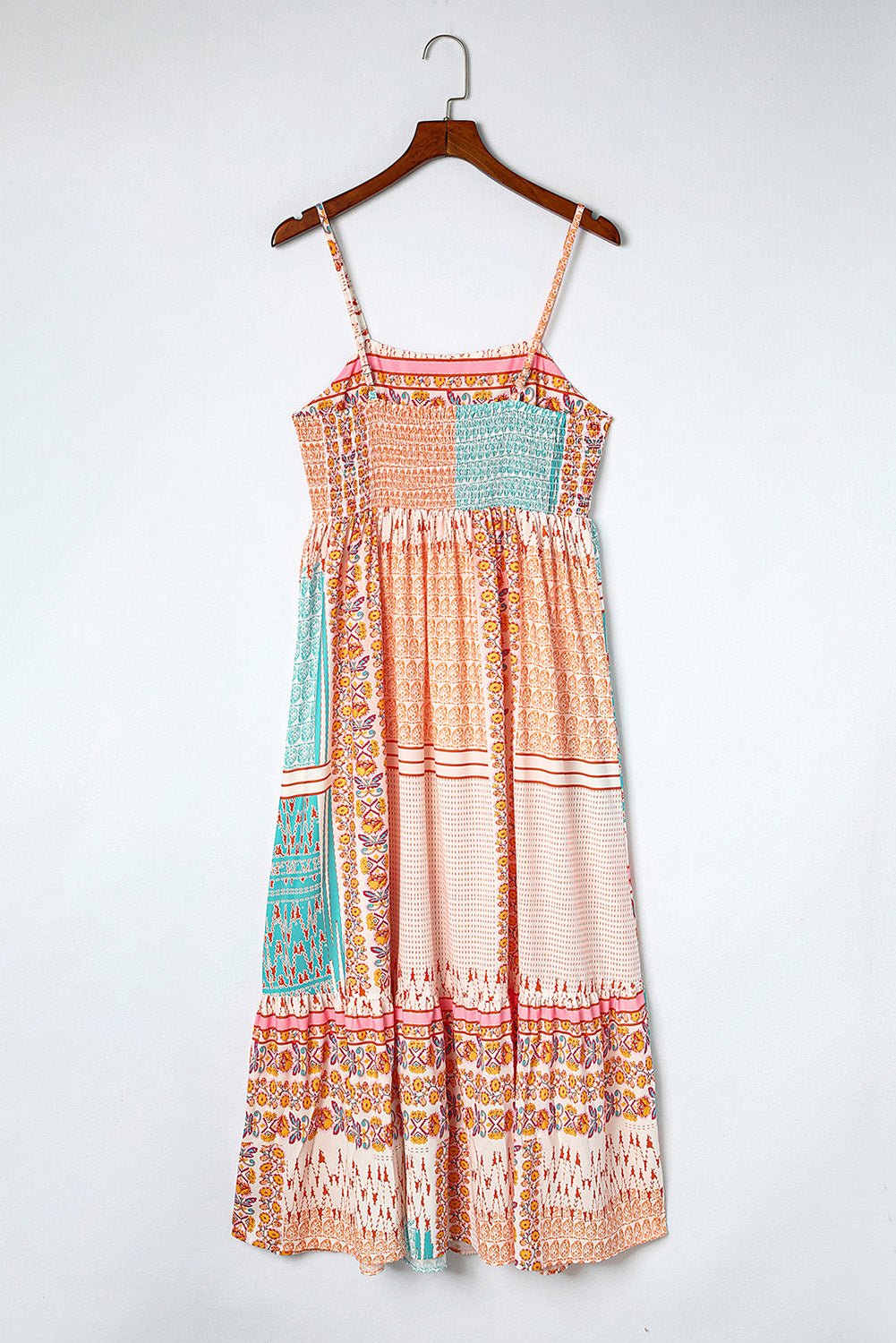 Multicolor Boho Patchwork Print Square Neck Sundress - Image 9