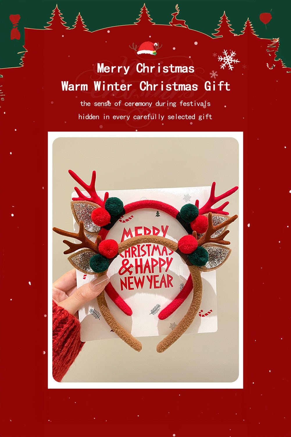 Camel Reindeer Antlers Christmas Headband - Image 6