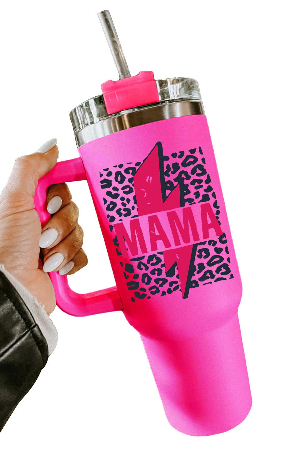 Mama Leopard Print Stainless Steel Insulate Cup with Handle 40oz - Image 18