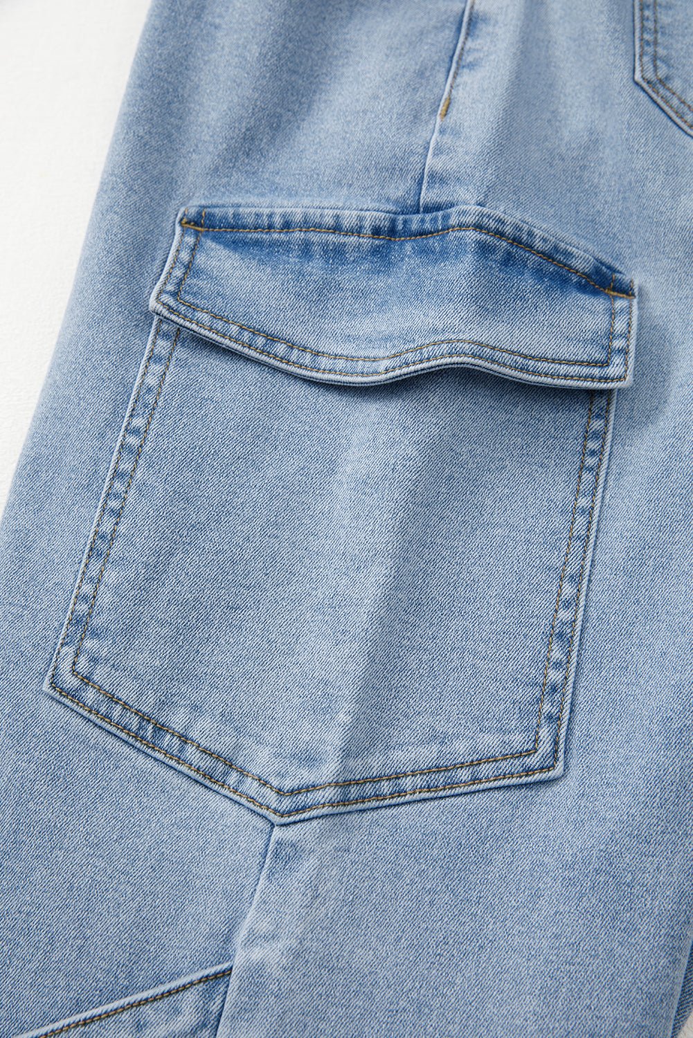 Beau Blue Bowknot Decor Boyfriend Cargo Jeans - Image 6