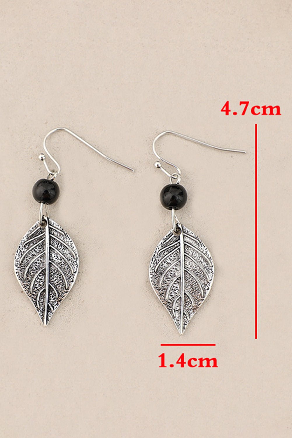 Silvery Vintage Leaf Shape Bead Dangle Earrings - Image 7